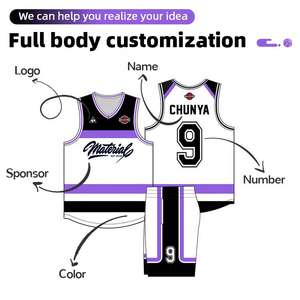 เสื้อบาสเก็ตบอลแบบซับลิเมชั่นเต็มตัวสำหรับทุกเพศ ชุดเสื้อและกางเกงแบบกลับด้านได้ ชุดยูนิฟอร์มทีมแบบสั่งทำพิเศษ ระบายอากาศได้ดี ซับเหงื่อ - Product Image 2