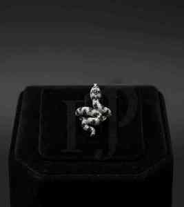 Diamond <b>Ring</b> 925 Sterling <b>Silver</b> <b>Snake</b> <b>Ring</b> Iced Out Hip Hop Statement 10K 14K Gold Finish Rapper Bling Jewelry for Men Gift - Product Image 2
