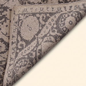 Tapis en laine taupe beige vieilli à motifs floraux, écologique, antidérapant, vintage, avec bordure, pour salon, chambre, hôtel - Product Image 6