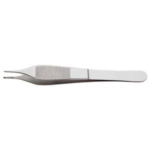 Pinzas Quirúrgicas Adson de 12 cm, 1x2 Dientes, Color Marrón, Acero Alemán, Pinzas Manuales para Tejidos, para Uso Clínico Hospitalario - Product Image 1