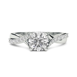 Vintage Round Diamond Shoulder <b>Set</b> Engagement <b>Ring</b> 0.50 Ct Lab Grown Diamond in 18K <b>Gold</b> Platinum for Wedding Anniversary Party - Product Image 3