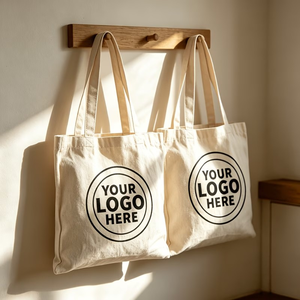 Custom Canvas Tote Bag Printed Logo Reusable Shopping Shoulder Bag Solid Color Large Capacity All Seasons Zipper Women's - Product Image 5