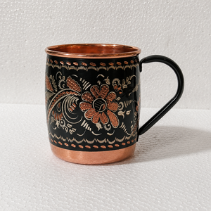 Taza de Café de Lujo Hecha a Mano en Negro y Cobre Puro con Grabado y Revestimiento de Cobre |   Taza de Té de Cobre Premium para Agua, Café y Regalos - Product Image 2