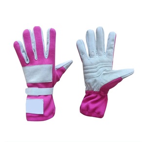 Full Finger Waterproof Lightweight Racing <b>Gloves</b> Pink White Polyester Cotton Non-Slip Hook Loop Closure Adjustable Wrist Racing - Product Image 1