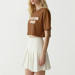 Wholesaler Plain <b>Athletic</b> Women Crop Apparel Custom Screen Printed Lightweight Female Streetwear Tee Shirts Factory - Product Image 2
