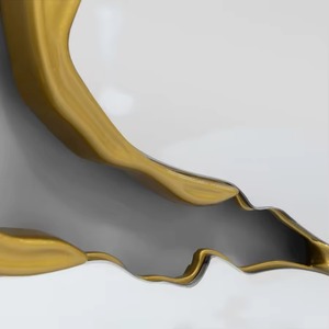 Contemporary Round <b>Gold</b> Metal Wall <b>Mirror</b> With Abstract Organic Design Decorative Accent - Product Image 2