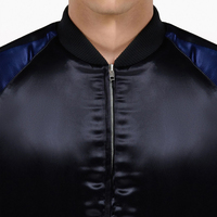 Nouveautés : Vestes bomber en satin noir et bleu marine pour homme, style streetwear, légères, fermeture éclair.