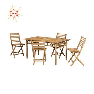 Ensemble de salle à manger en bambou moderne et écologique-Table et chaise de couleur naturelle pour la décoration extérieure de la maison et du jardin-Utilisation événementielle - Product Image 2