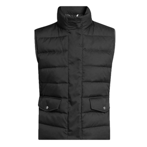 Chaleco Acolchado Negro para Hombre con Cuello Alto, Cortavientos, Ropa de Invierno, Cierre de Cremallera, Color Sólido, Exterior de Poliéster, Formal, Transpirable - Product Image 4