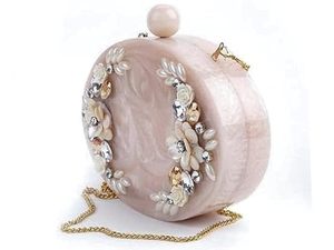 Bolso de Mano de Resina de Lujo para Mujer, para Bodas, Fiestas, Eventos Nocturnos, Color y Tamaño Personalizables, Diseño Floral de Mármol - Product Image 3