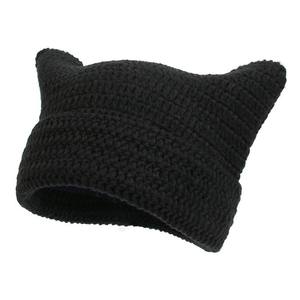 Gorro de Punto a Rayas con Orejas de Gato, Unisex, para Adultos, 56-58 cm, Gorro de Invierno Informal y Bonito, 100% Acrílico - Product Image 2