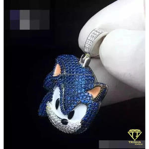 จี้สร้อยคอรูปตัวละครไอซ์บลูโซนิค ประดับเพชรโมอิสซาไนต์ VVS เงินแท้ 925 - Product Image 3
