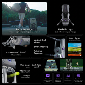 Machine à balles de tennis Aceii One AI, capacité de 120 balles, portable, alimentée par batterie, télécommande via <span class=keywords><strong>application</strong></span>, lanceur automatique, logo personnalisé OEM - Product Image 5