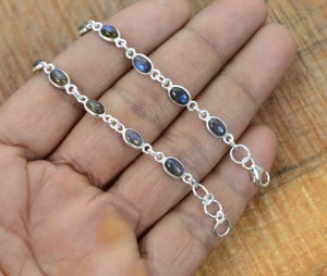Bracelet réglable en argent sterling 925 avec labradorite bleue, 7-8 pouces, bijoux faits à la main - Product Image 2