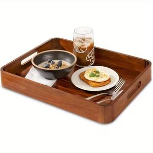 Bandeja Rectangular para Servir de Madera de Acacia |   Bandeja Resistente para Té y Café |   El Mejor Artículo Decorativo para Mesa para Servir Aperitivos - Product Image 1