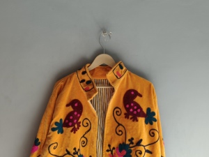 Hand Embroidered Cotton Jacket <b>Women</b> Mandarin Collar Floral Pattern Full Sleeve Spring Bohemian Style <b>Coat</b> GIFT FOR HER - Product Image 2