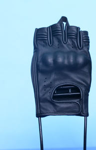 Gants de moto en cuir sans doigts pour homme avec protection rigide des articulations, respirants, demi-doigts, équipement de moto pour homme - Product Image 3