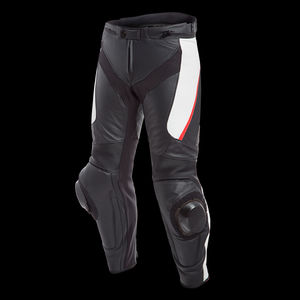 Pantalones de Motociclismo de Cuero para Hombre, Color Negro, Blanco y Rojo, Transpirables, Protección de Nivel 2 CE, para Todas las Estaciones - Product Image 1