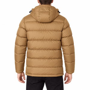 Veste d'hiver pour homme à capuche, fermeture éclair, couleur unie, vêtement d'extérieur décontracté, coupe-vent, rembourrage en polyester - Product Image 2