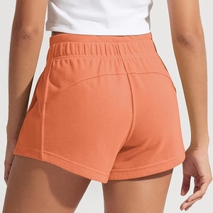 Shorts en coton corail pour femme avec cordon de serrage, poches, coupe droite, style streetwear décontracté, taille mi-haute, 100 % coton, écologique et respirant - Product Image 2