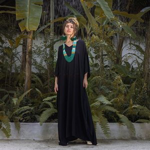 Women's Plus Size Tie Dye <b>Kaftan</b> Dresses Boho Abaya Beach Cover <b>Summer</b> Straight Silhouette V-neck Ankle-Length Tassel Hand - Product Image 1