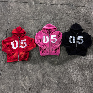 Conjunto Deportivo Unisex Transpirable, Ecológico, Resistente al Viento, de Algodón Grueso con Efecto Desgastado, Pantalones Deportivos con Cierre Personalizado y Lavado Ácido - Product Image 4