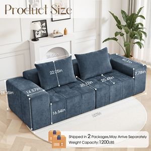 Divano Moderno Minimalista Stile Schneier con 2 Cuscini per Soggiorno, Appartamento o Ufficio - Disponibile in Blu - Product Image 5