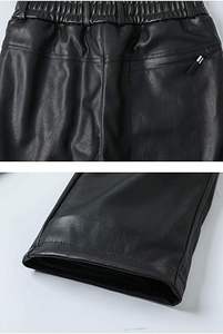 Pantalones de Cuero para Hombre, Diseño Sólido con Bolsillos, Pantalones de Cuero Rectos o Curvos con Rayas para Verano - Product Image 5