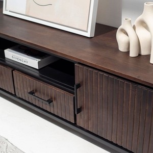 Mueble para TV Vandana <span class=keywords><strong>Novara</strong></span> Zentrix, Consola de Entretenimiento Moderna de Madera Maciza Minimalista - Product Image 2
