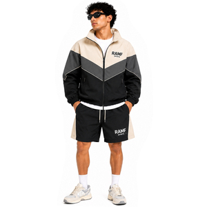 Conjunto de Chaqueta Cortavientos y Pantalones Cortos de Alta Calidad para Hombre, con Botones Laterales, Chaqueta Cortavientos de Nailon con Cremallera y Pantalones Cortos - Product Image 5