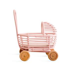 Cuna de Muñecas de Ratán Hecha a Mano Natural, Cochecito de Juguete para Niños - Product Image 2