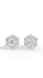 Elegant Brilliant Cut Lab Grown Diamond Cluster <b>Stud</b> <b>Earrings</b> Rose Gold IGI Certified Luxury Women's Engagement Gift Wedding - Product Image 3