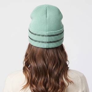 Gorro de Punto con Pedrería, Logotipo Bordado Personalizado, Borde Acanalado, Gorro de Invierno Unisex, Ropa Urbana - Product Image 4
