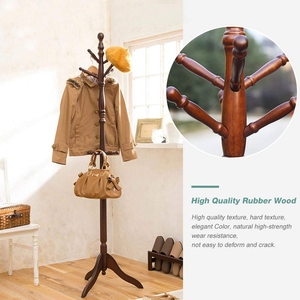 Modern design wooden coat <b>stand</b> dark walnut with tripod base vintage entryway customized options - Product Image 3