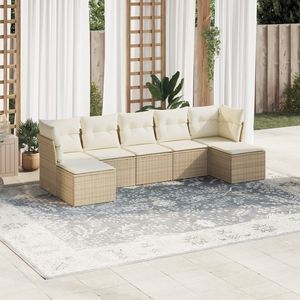 Grand ensemble de canapé de jardin en poly rotin beige avec ensemble durable et élégant en acier enduit de poudre - Product Image 1