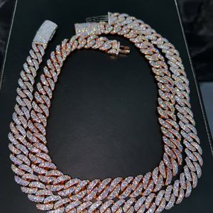 Rose gold plated moissanite Brilliant cut tennis <b>necklace</b> Hip hop unisex jewelry Customized iced <b>necklace</b> - Product Image 4