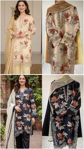 Conjunto de traje pakistaní para mujer, modesto, con bordado, cuello en V, color negro, Kurta, Palazzo, Dupatta, Salwar Kameez étnico, para Eid, fiesta de noche - Product Image 3