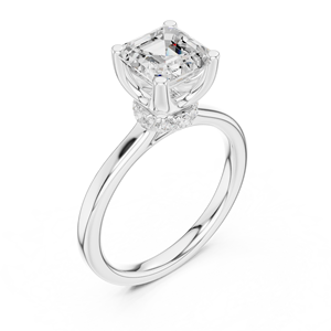 แหวนหมั้นทองคำขาว 14k ขายดีอันดับต้นๆ ประดับเพชรทรง Asscher แบบสี่ขา ฝังเพชรเพาะเลี้ยง มีจำหน่ายในราคาที่สมเหตุสมผล - Product Image 5