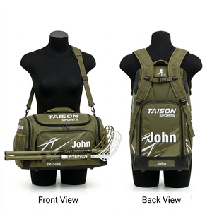 Women Floorball Gear Bag High Quality 600D Polyester GSM Purple Panels Sublimation Printed CustomLogo Dual Carry <b>Backpack</b> Duffel - Product Image 3