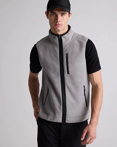 Chaleco de forro polar gris jaspeado con cremallera, chaqueta sin mangas, cortavientos, térmica, informal, para trabajo al aire libre, forro polar Sherpa. - Product Image 5