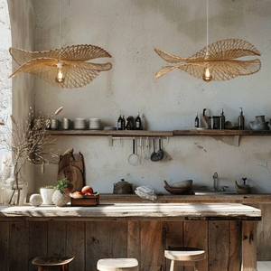 Handwoven Bamboo Pendant Light Coastal Sustainable Home <b>Decor</b> Natural Rattan <b>Ceiling</b> Lamp Eco Friendly Supplier - Product Image 2