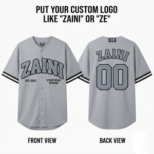 Maillot de baseball pour homme, 220 GSM, polyester premium, tricot gris et noir, manches à rayures côtelées, logo brodé personnalisé, streetwear, uniforme d'équipe - Product Image 1