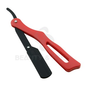 Rasoir droit rouge éclatant avec poignée antidérapante à motif diamant, système de rasage à lame unique remplaçable pour barbiers - Product Image 3