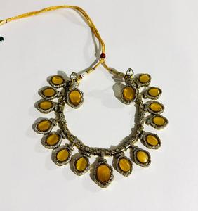 Conjunto de Collar Gargantilla con Piedra Ovalada Amarilla y Pendientes a Juego Chapados en Oro, Joyería de Moda para Mujer, para Bodas y Fiestas - Product Image 3