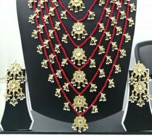 Indian Stylish Layered Pearl Rani Haar Long Kundan Necklace Zircon Alloy Jewellery Set Wedding Engagement Party Gift Hiphop Gold - Product Image 3