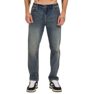 Mens Relaxed Fit <b>Jeans</b> Mid Wash Blue Straight Leg Everyday Classic Fit Denim Soft Vintage Look Casual Mens <b>Jeans</b> Style - Product Image 1