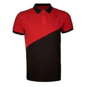 Polo en tricot à manches courtes pour homme, rouge et noir, style décontracté - Product Image 1