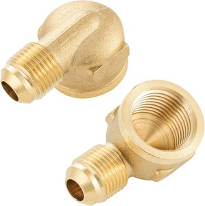 Raccord de raccordement en laiton 3/8" mâle x 3/8" NPT femelle 90° °   Coude, SAE 45 °   Connecteur de tube évasé pour la plomberie au gaz propane - Product Image 2
