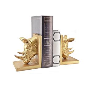 Sujetalibros decorativos con diseño de rinoceronte, resistentes, para estanterías y decoración de escritorio - Product Image 1