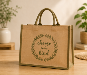 กระเป๋าผ้าฝ้าย Choose To Be Kind สีเบจ สายสะพายไหล่ขนาดใหญ่ ดีไซน์มินิมอล กระเป๋าช้อปปิ้งแบบเปิดด้านบน สำหรับทุกเพศ ทุกฤดูกาล - Product Image 3